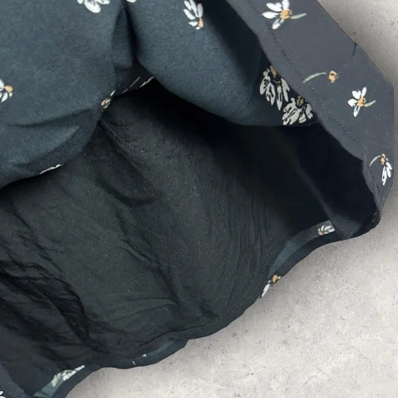 Abercrombie‎ & Fitch Smocked Black Floral Dress Size Small Mini Long Sleeve Boho - Picture 11 of 16